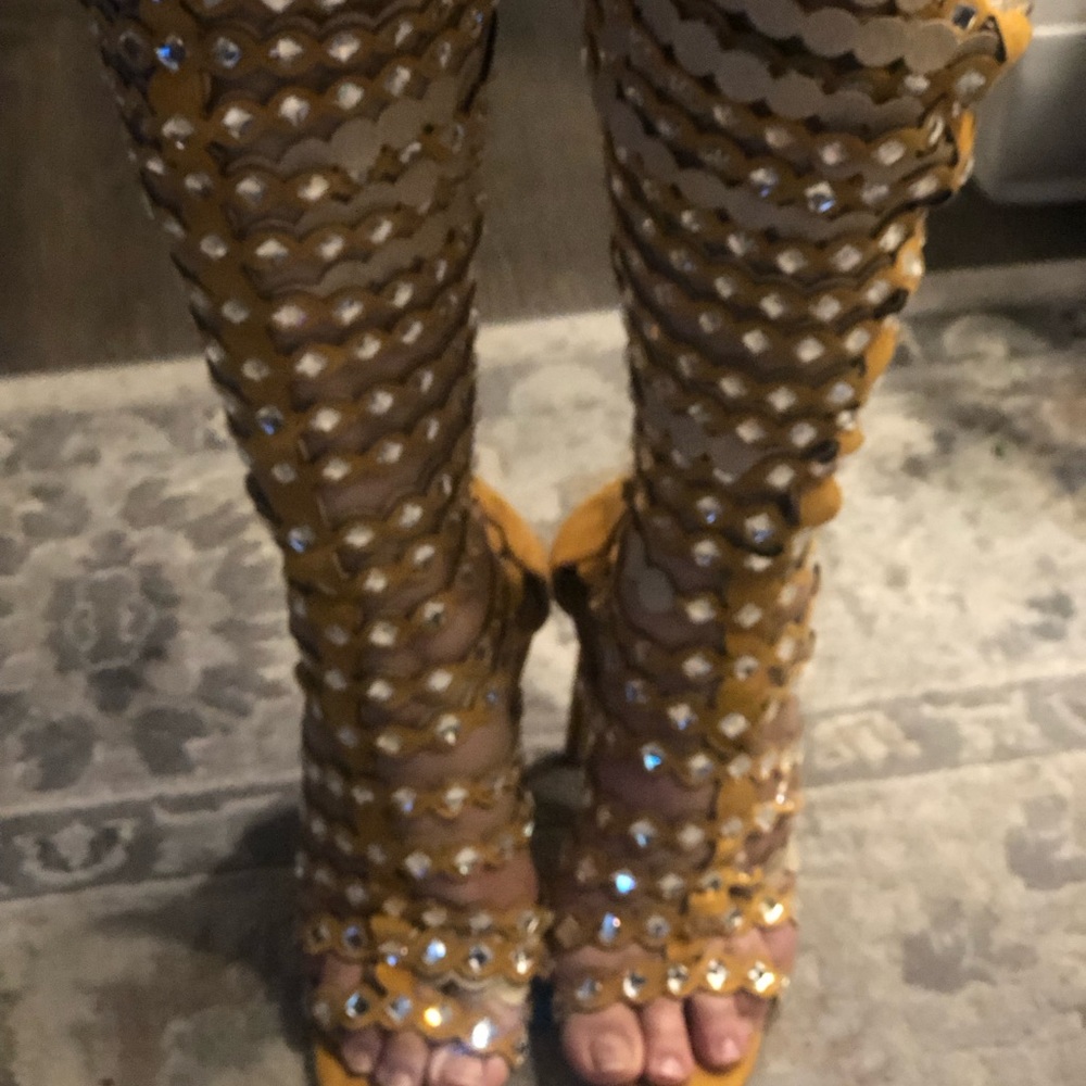 Cape Robbin Open Toe Lace Up Gladiator Over The Knee Thigh High Caged Sandals - Picture 11 of 16